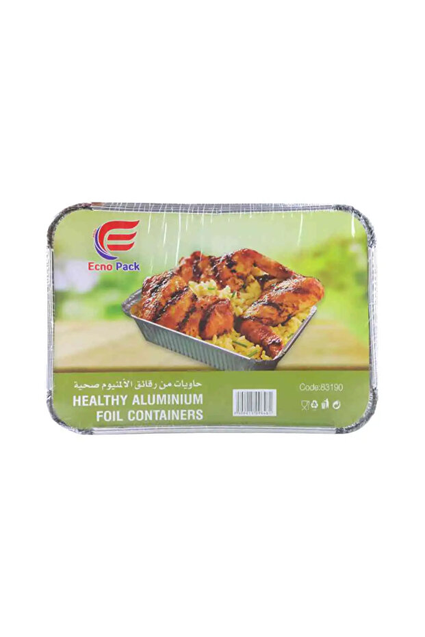 Ecno Pack Aluminium Food Containers with Lid 30X20cm- 10pcs