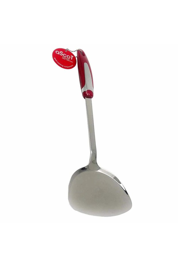 Ascot Oriental Turner Stainless Steel Turner Silver and Red Strong in Rust, Heat Resistance, Cooking