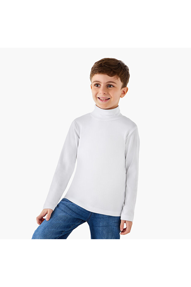 Boys Turtleneck T-shirt - Cotton Blend - Long Sleeves