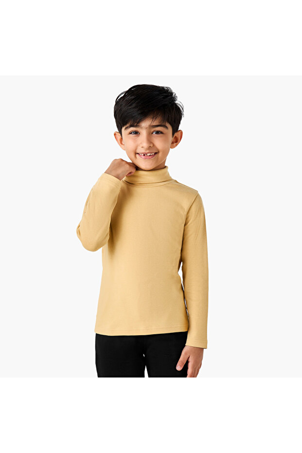 Boys Turtleneck T-shirt - Cotton Blend - Long Sleeves