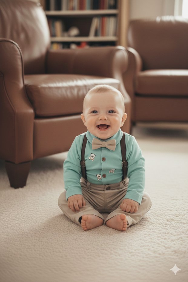 Baby Boy Snap-On Shirt-Pants-Bow Tie-Suspender Set, 4-Piece Baby Gift (1 Size Larger Is Recommended)