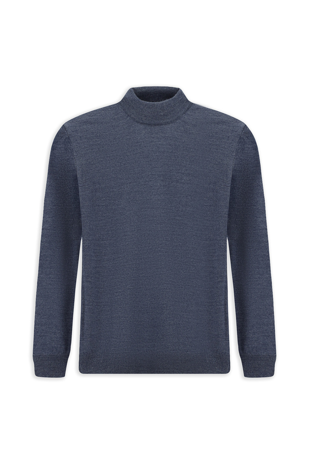 سترة تريكو أساسية محبوكة من الصوف بقصة عادية وياقة نصف دائرية - 7