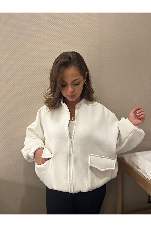 crop sweatshirt-bomber model - 3