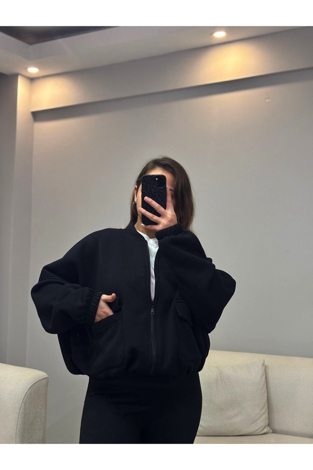 crop sweatshirt-bomber model - 5