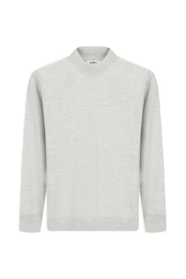 Half Turtleneck Regular Fit Wool Basic Knitted Sweater - 1