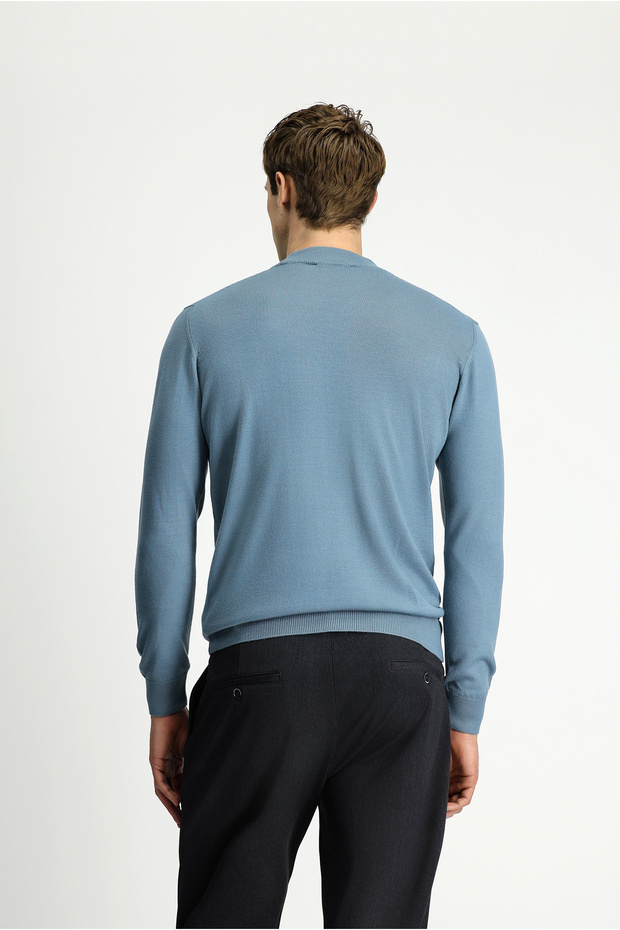 Half Turtleneck Regular Fit Wool Basic Knitted Sweater - 5