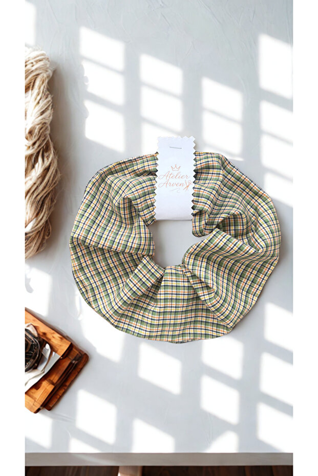 Yeşil Çizgili Scrunchie - 1