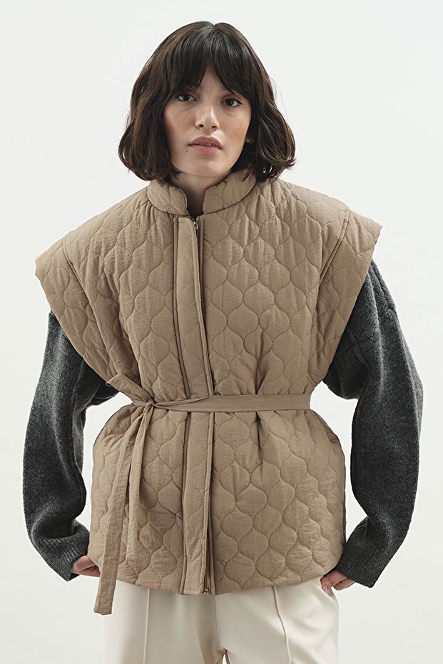 Kapitone Camel Yelek - 7