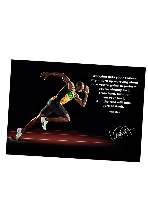 ALAYRA UAEin Bolt Inspirational/Motivational Worry GETS You Nowhere Poster/Print/Picture30.5X20.3 CM