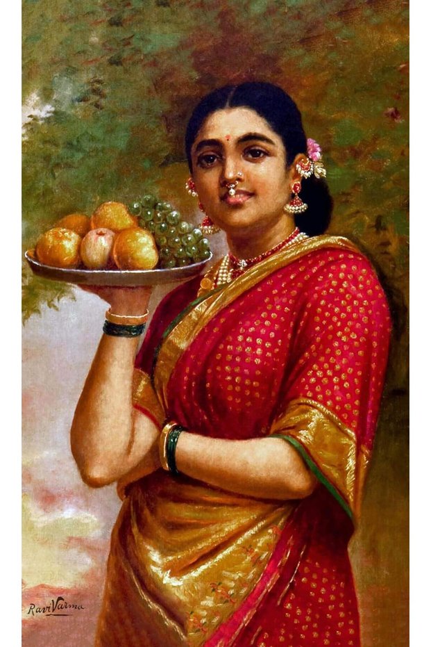 ALAYRA - Madri - Raja Ravi Varma - Small Poster(Paper,, MultiColour)43.2X30.5 CM