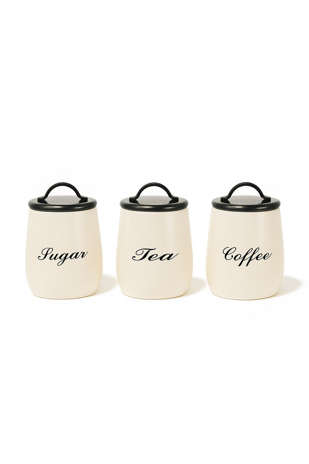 Metal Coffee Tea Sugar Canister Set – Kitchen Storage Containers with Metal Lids