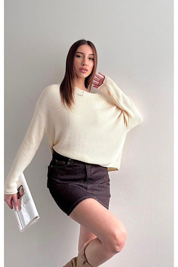 Selanik Örgü Viskon Basic Triko Kazak - 5