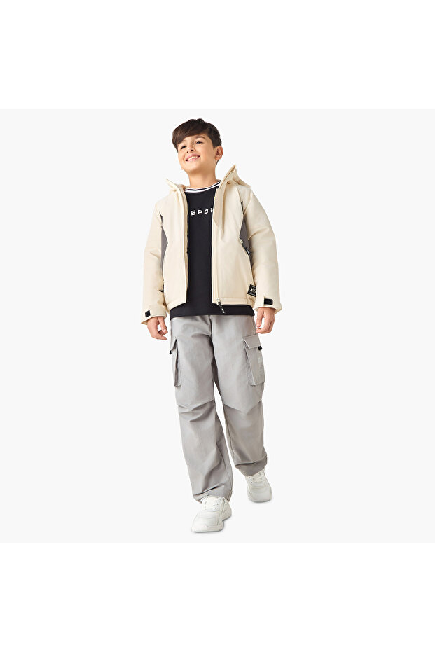 Solid Hooded Jacket with Pockets - 2