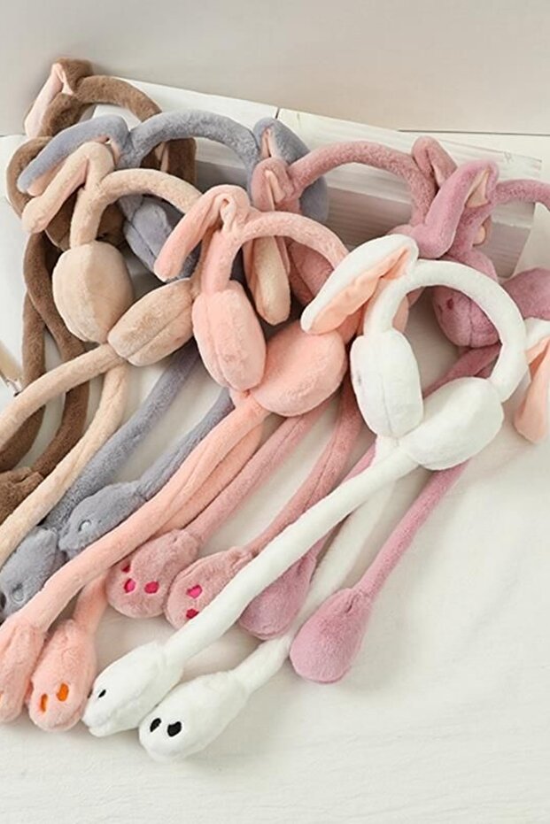 White Plush Movable Headphone - 2