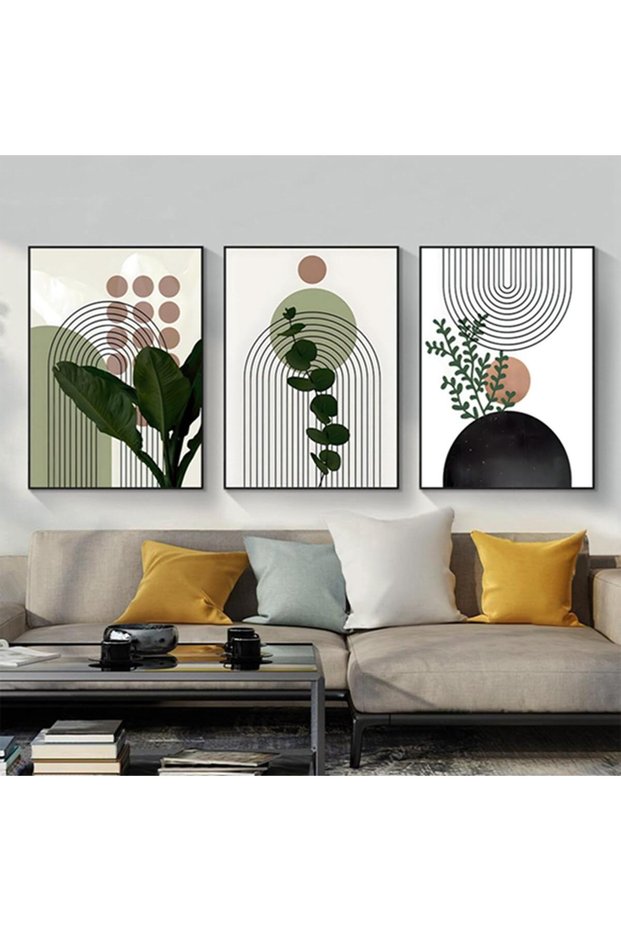 ALAYRA Modern Aesthetic Plant Pictures, Boho Decorative Pictures, Natural Landscape Poster, Abstract Art Deco Poster Set - No Frame (3 Pieces, , Poster-07)30X40 CM