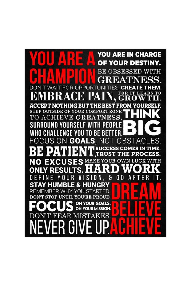 ALAYRA A Champion's Mantra Motivational Poster - Sized - Motivational Wall Art for Guys, Teens, Entrepreneurs, Working Out30X40 CM