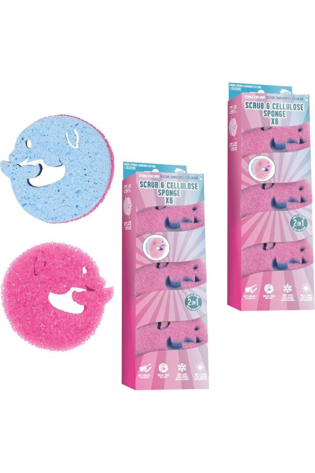 Dolphin-Shaped Multi-Function Scrub Sponges Pack of 6