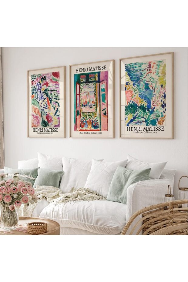 ALAYRA Henri Matisse Wall Art Set of 3 Matisse Poster Aesthetic Canvas Wall Art Matisse Wall Decor Henri Matisse Vintage Prints Landscape Exhibition Posters Matisse Art for Room40X60 CM