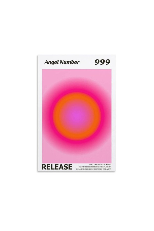 ALAYRA Colorful Gradient Aura Angel Numbers Poster Aesthetic Inspirational Quotes Wall Art Canvas Prints Pictures for Bedroom (-Unframe,AngelNO-999)61X40.6 CM