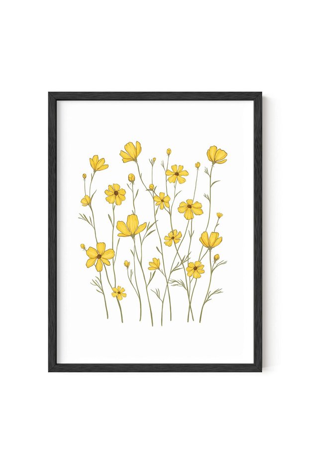 ALAYRA Yellow Flowers Wall Art Sunflower Poster Yellow Wall Pictures Sunflower Wall Art & Yellow Wall Decor for Bedroom, Bathroom, Living Room, Entryway, Office Unframed 12"x16"40.6X30.5 CM