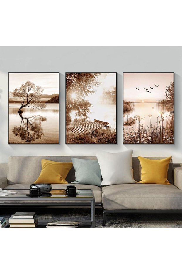 ALAYRA Modern Aesthetic Plant Pictures, Boho Decorative Pictures, Natural Landscape Poster, Abstract Art Deco Poster Set - No Frame (3 Pieces - , Poster 12)30X40 CM