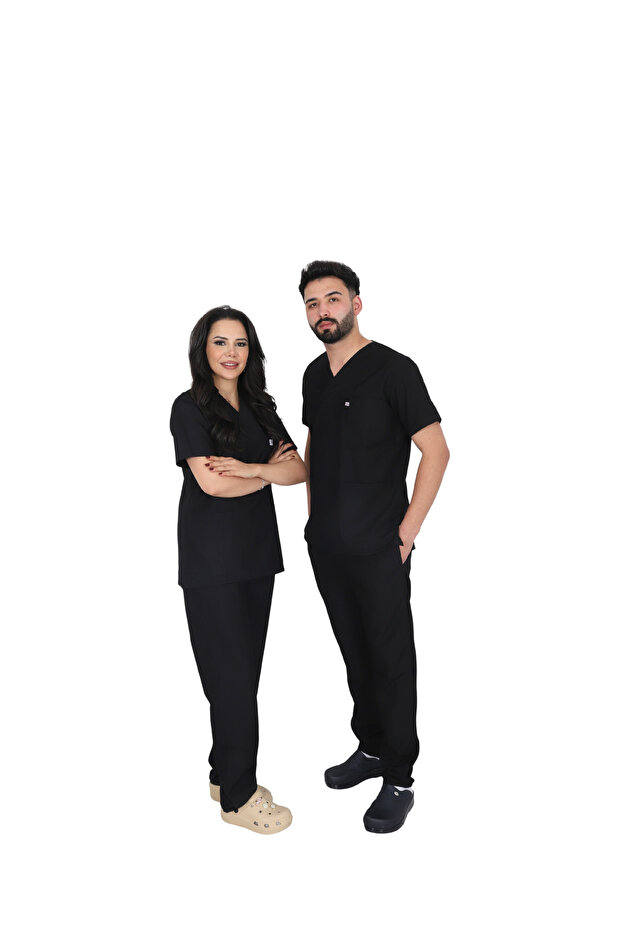 D/114 Unisex Doctor Nurse Student Alpaca Fabric Scrubs Set