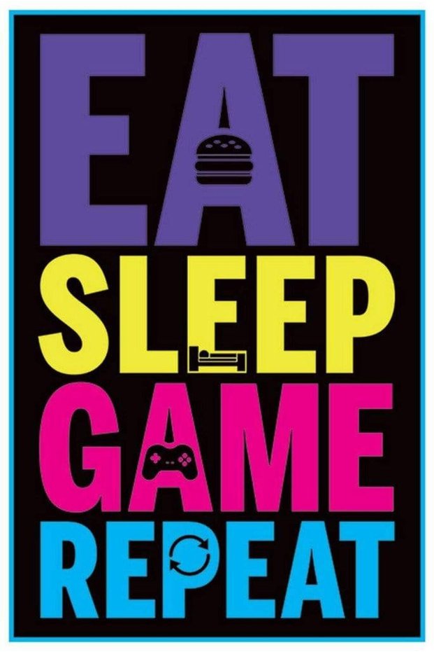 ALAYRA Grindstore Eat Sleep Game Repeat Gaming Video Gamer Sign Cool Wall Decor Art Print Poster91X61 CM