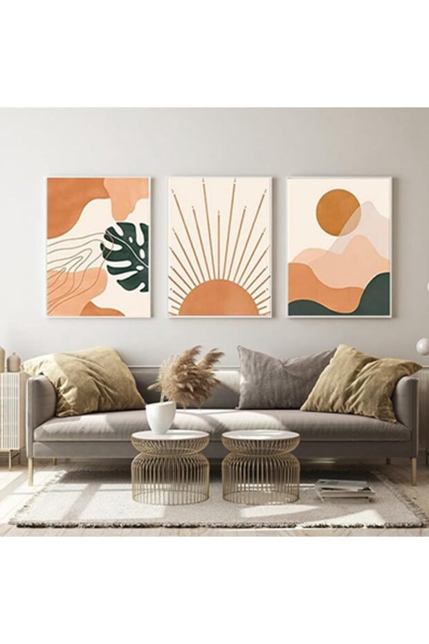 ALAYRA Modern Aesthetic Plant Pictures, Boho Decorative Pictures, Natural Landscape Poster, Abstract Art Deco Poster Set - No Frame (3 Pieces, , Poster-03)30X40 CM