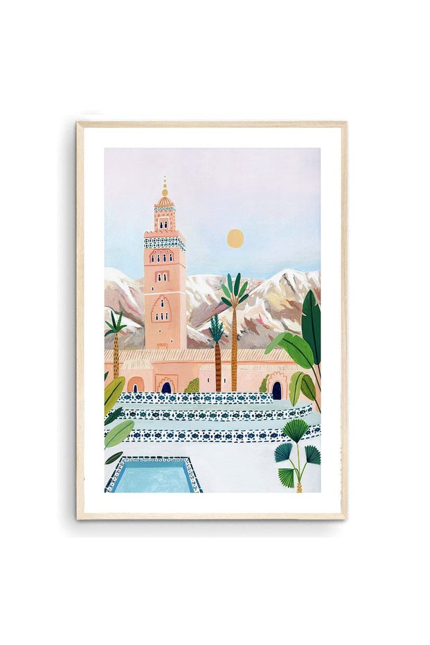 ALAYRA Marrakech Art Print, Morocco Art Print, Marrakech Poster, Travel Print, Travel Poster, Moroccan Decor, Housewarming Gift (Unframed) ()27.9X22.9 CM