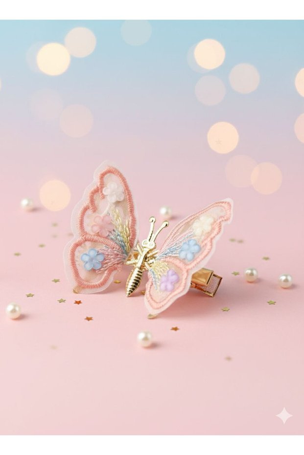 Elegant Floral Hair Clip with Moving Butterfly Detail