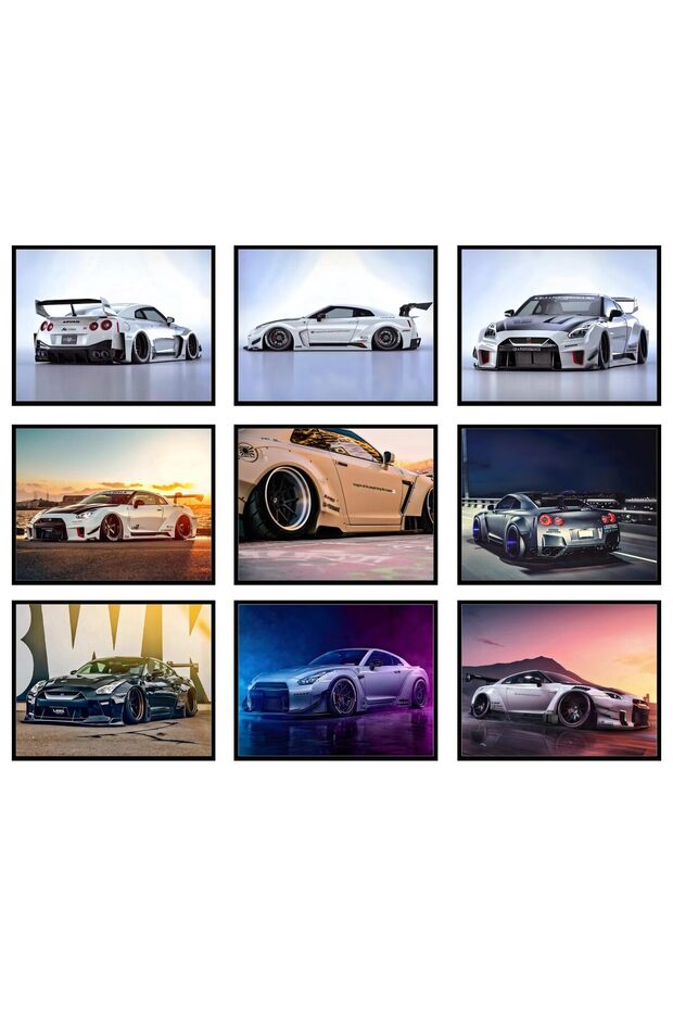 ALAYRA Nissan GTR Poster - JDM Car Posters for Men, Car Art Wall Decor, JDM Car Wall Art, JDM Poster, Car Posters for Boys Room, Man Cave Art, GTR Car Poster Gift - Unframed Set30X40 CM