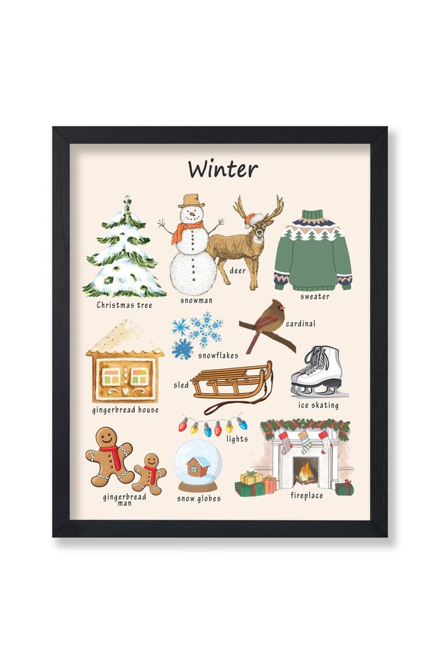 ALAYRA Poster Master Winter Poster - Educational Print - Snow Art - Christmas Art - Gift for Students & Teachers - Decor for Nursery, Classroom or Playroom - UNFRAMED Wall Art20.3X25.4 CM