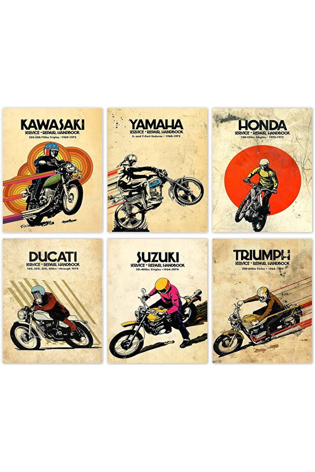 Motorcycles Posters - Vintage Motocross Wall Art Prints, Extreme Sport Canvas Wall Art for Man Cave,