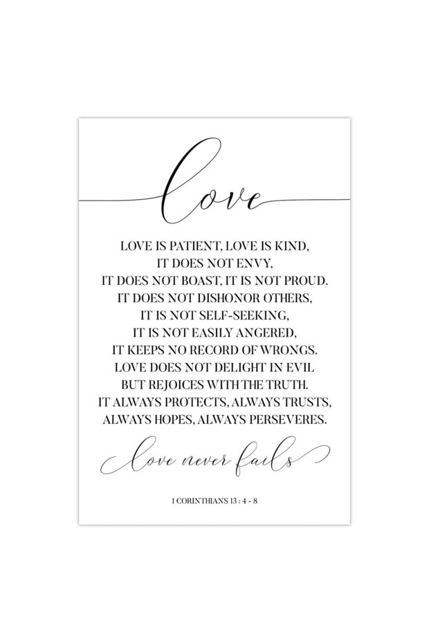 ALAYRA Love Never Fails Bible Verses Canvas Wall Art Decor Serenity Prayer Christian Wedding Bible Wall Art Scripture Love Is Patient Love Is Kind Wall Art Decor Poster Bedroom40.6X30.5 CM