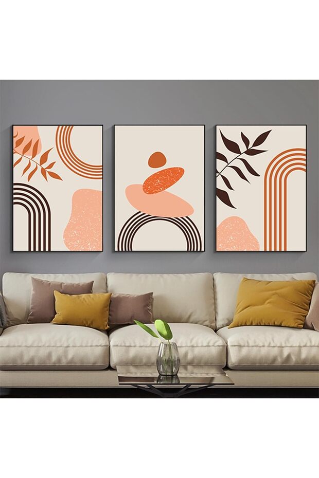 ALAYRA Modern Bohemian Abstract Poster Wall Decoration, Beautiful Botanical Pictures Poster Wall Art, Minimalist Wall Poster Set - Frameless (Wall Picture-08. x 3 Pieces)40X60 CM