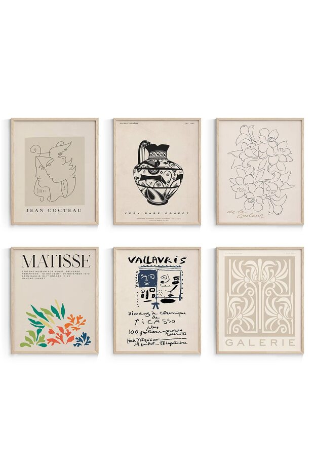ALAYRA Beige Matisse Wall Art Posters for Room Decor Aesthetic, Minimalist Retro Room Decor, Cute Wall Art Prints for Girs Dorm Aesthetic Decor Unframed, , Set of 630X40 CM