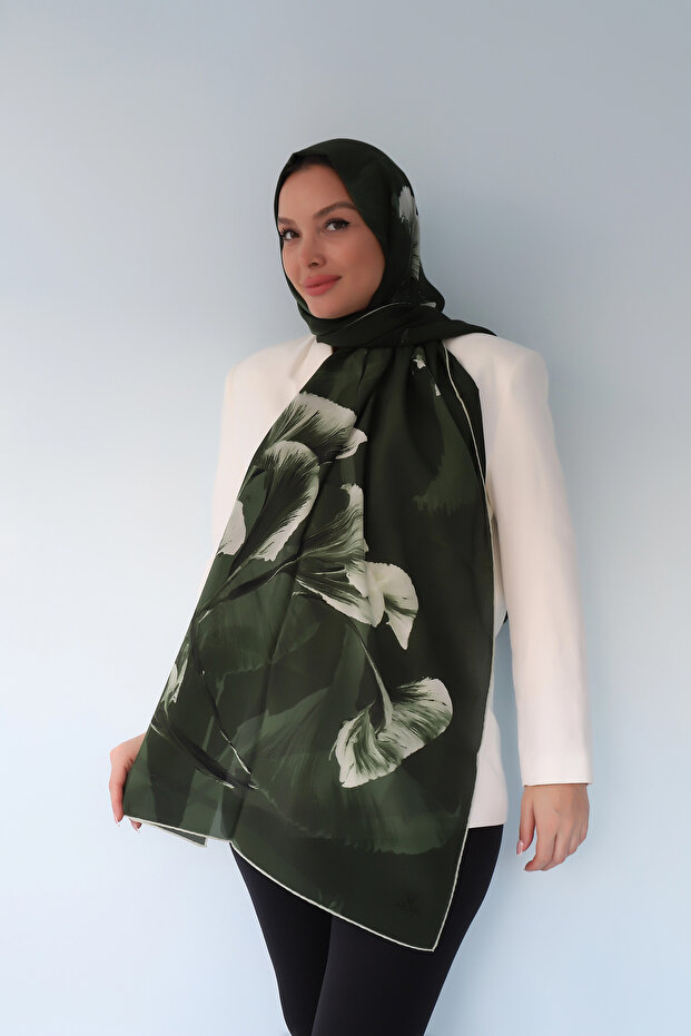 Efza Crepe Silk Shawl 70X190 cm - Green