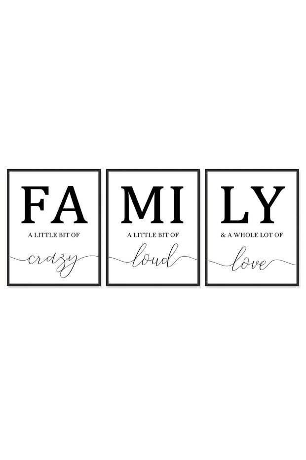 ALAYRA Family Poster Black and White Wall Art for Living Room, Canvas Prints Unframed Set of 3, Kitchen Wall Art Posters Hallway Decor Art Prints20X25 CM