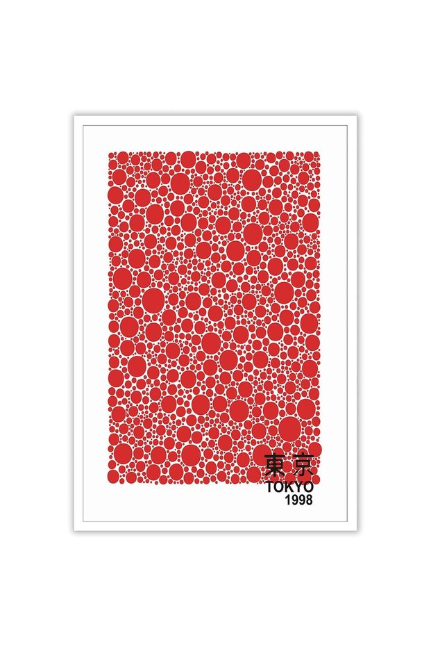ALAYRA Red Abstract Canvas Wall Art Yayoi KUAEma Inspired Red Wall Art Japanese Posters Circle Wall Art Prints Painting Abstract Aesthetic Wall Decor for Living Room Bedroom30X40 CM
