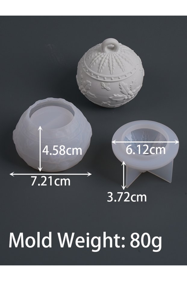 Berries Christmas Relief Snows Berry Candle Jar Silicone Mold DIY Round Ball Storage Box Molds Plast