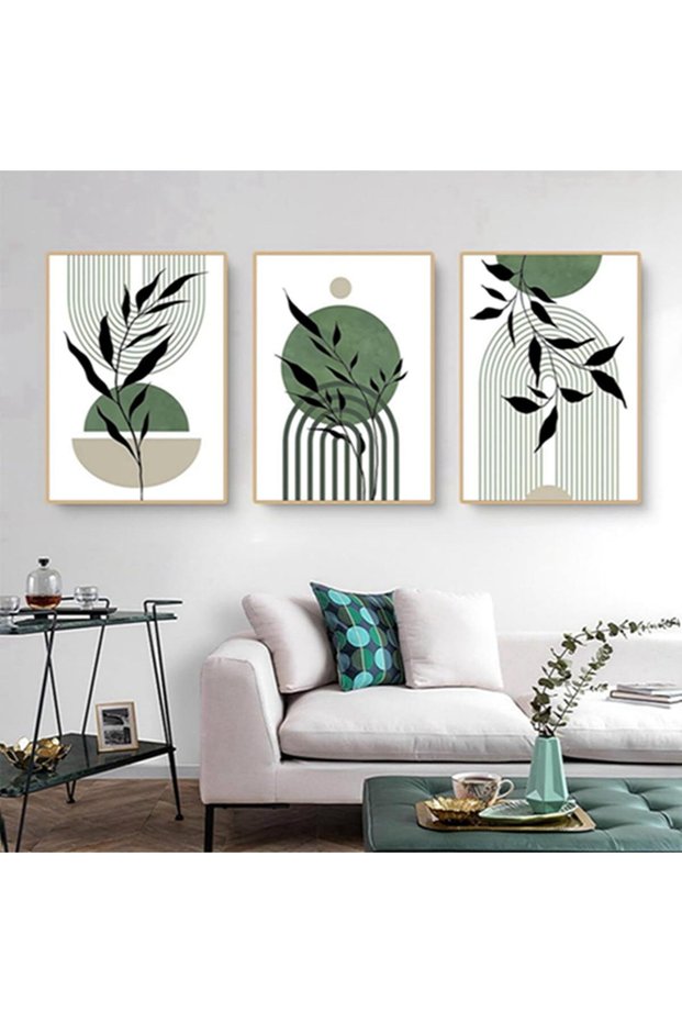 ALAYRA Modern Aesthetic Plant Pictures, Boho Decorative Pictures, Natural Landscape Poster, Abstract Art Deco Poster Set - No Frame (3 Pieces, , Poster-06)40X60 CM