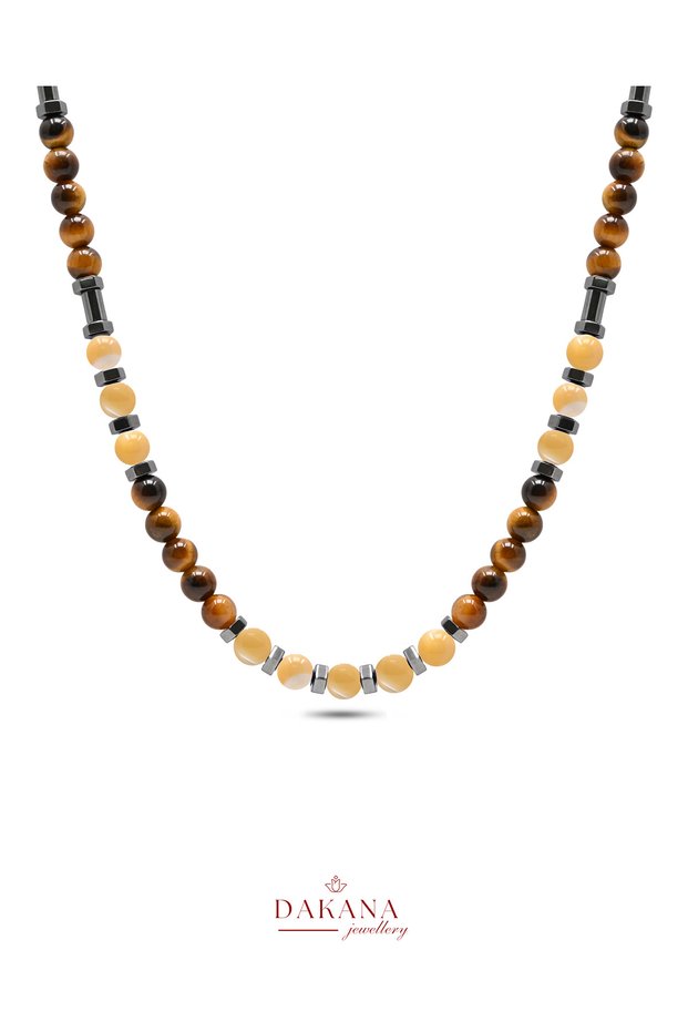 Certified Pearl Stone Aquarius Zodiac Sign Men's Natural Stone Necklace