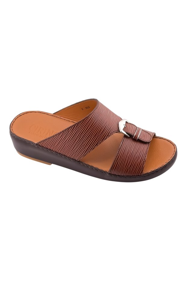 A E T Handmade Arabic Sandals For Men Outdoor Mens Slippers, Full Genuine Leather with Buckle Detail