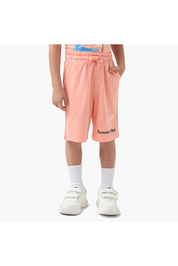 Printed Shorts with Drawstring Closure and Pockets