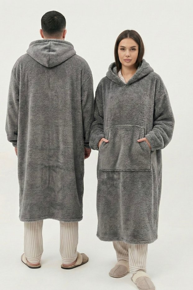 Mbey Wellsoft Wearable Blanket with Hood - Unisex Warm Tv Blanket 1 Piece - One Size