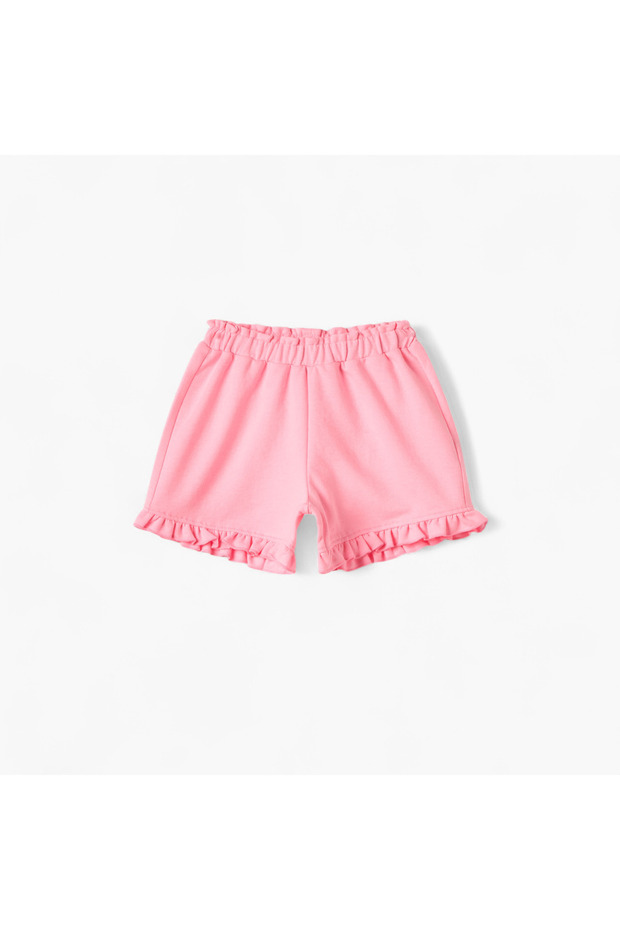 Solid Shorts with Ruffle Hem