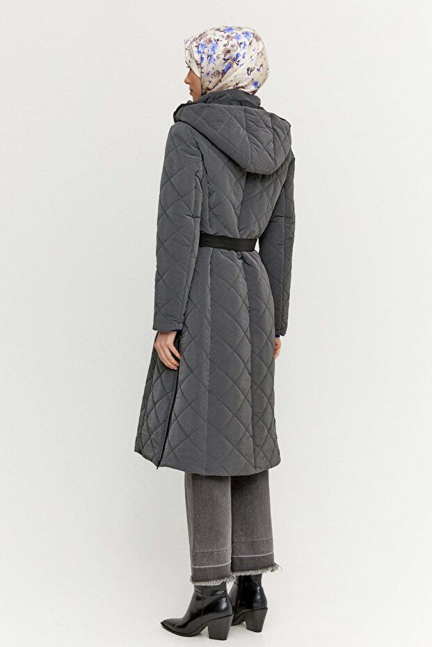 Fermuarlı Kapitone Kaban - 6