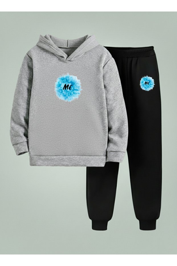 Children's Hooded Sweatshirt - Tracksuit Set Me Printed 3 Thread Raster