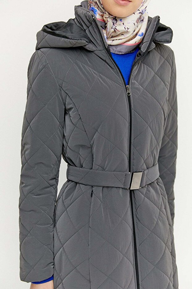 Fermuarlı Kapitone Kaban - 5