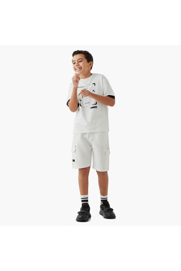 شورت كارجو سادة مع رباط للإغلاق - 2